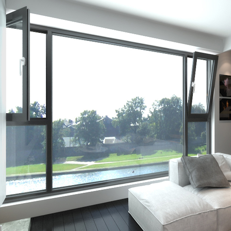 Нержавеющая сталь Screen Netting Tempered Glass In Swing Casement Окна с восьмисторонним уплотнением