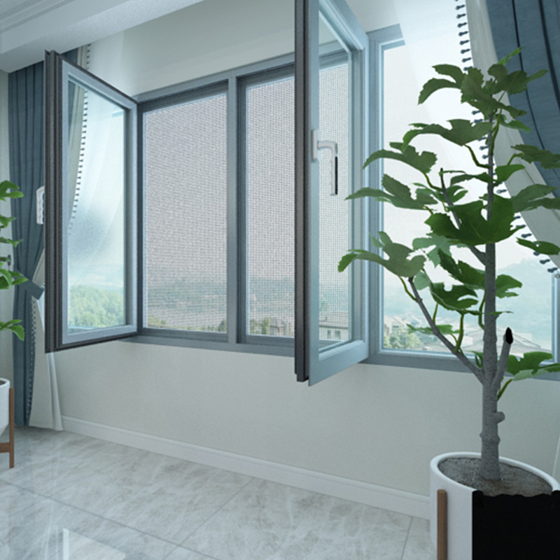 Нержавеющая сталь Screen Netting Tempered Glass In Swing Casement Окна с восьмисторонним уплотнением