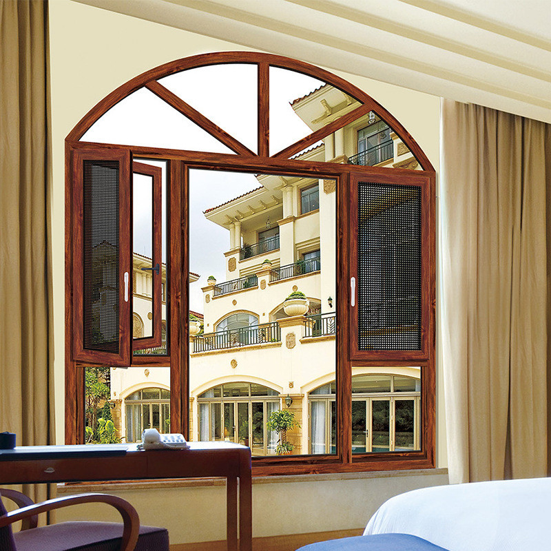 Custom Design Louver Curtain Type French Aluminum Window с аркой двери и окна