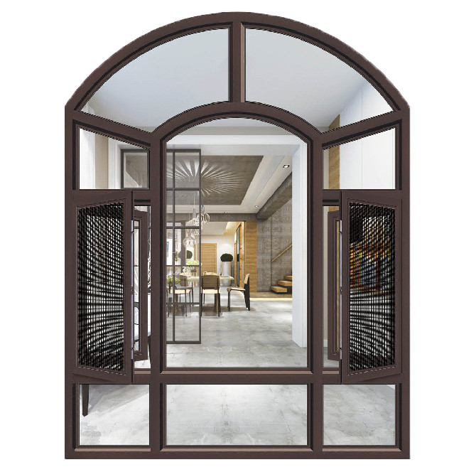 Custom Design Louver Curtain Type French Aluminum Window с аркой двери и окна