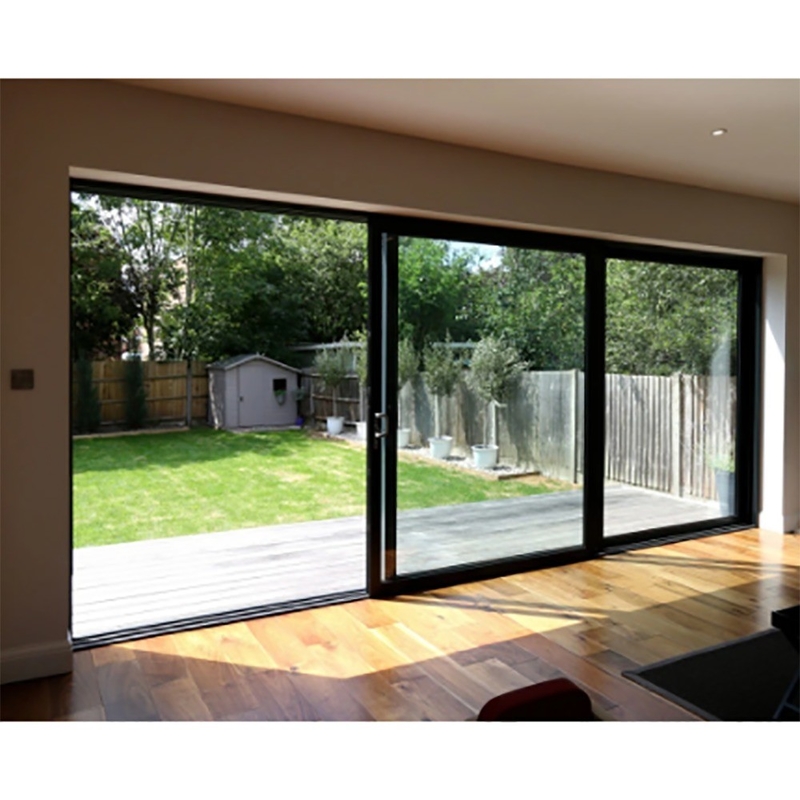 Способ открытия с подтягиванием и прокрутками SKATE Black End Aluminium Double Sliding Door for Household