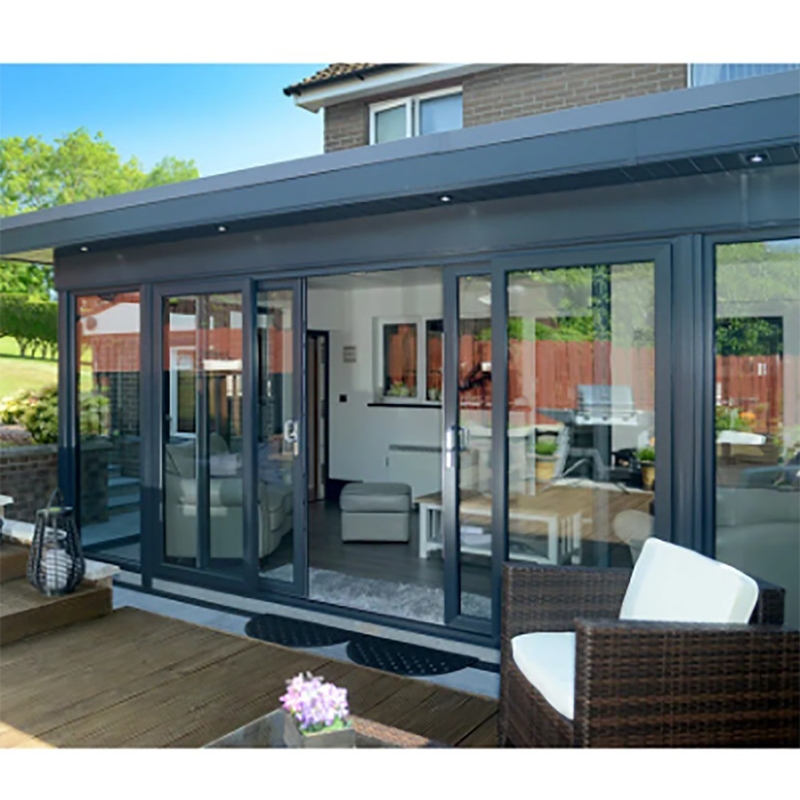 Способ открытия с подтягиванием и прокрутками SKATE Black End Aluminium Double Sliding Door for Household