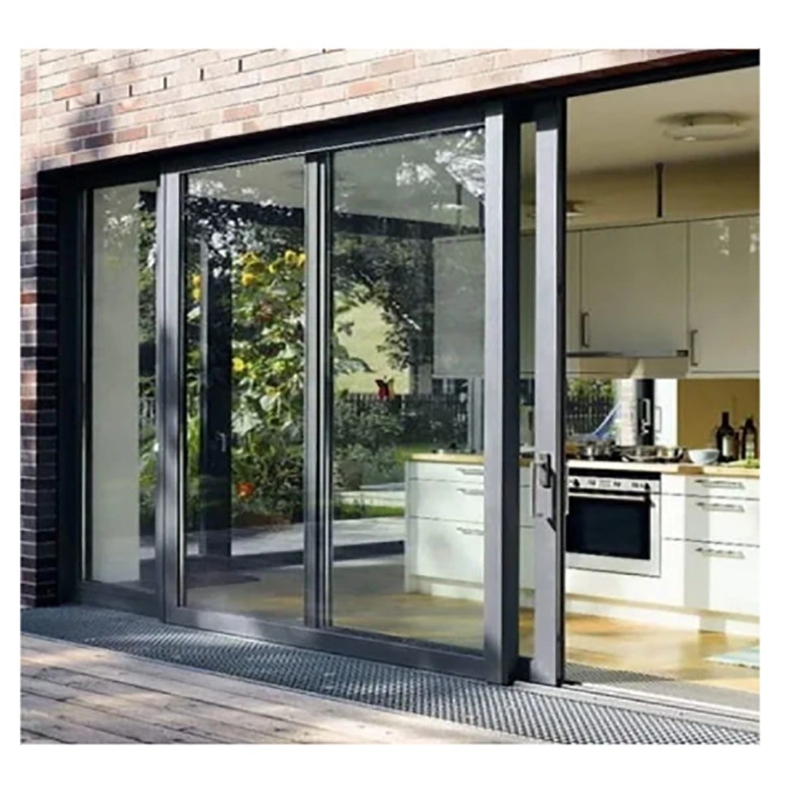 Способ открытия с подтягиванием и прокрутками SKATE Black End Aluminium Double Sliding Door for Household