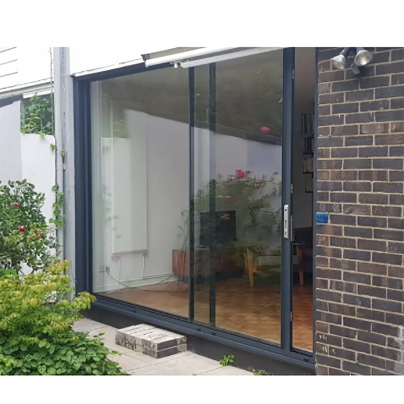 Способ открытия с подтягиванием и прокрутками SKATE Black End Aluminium Double Sliding Door for Household