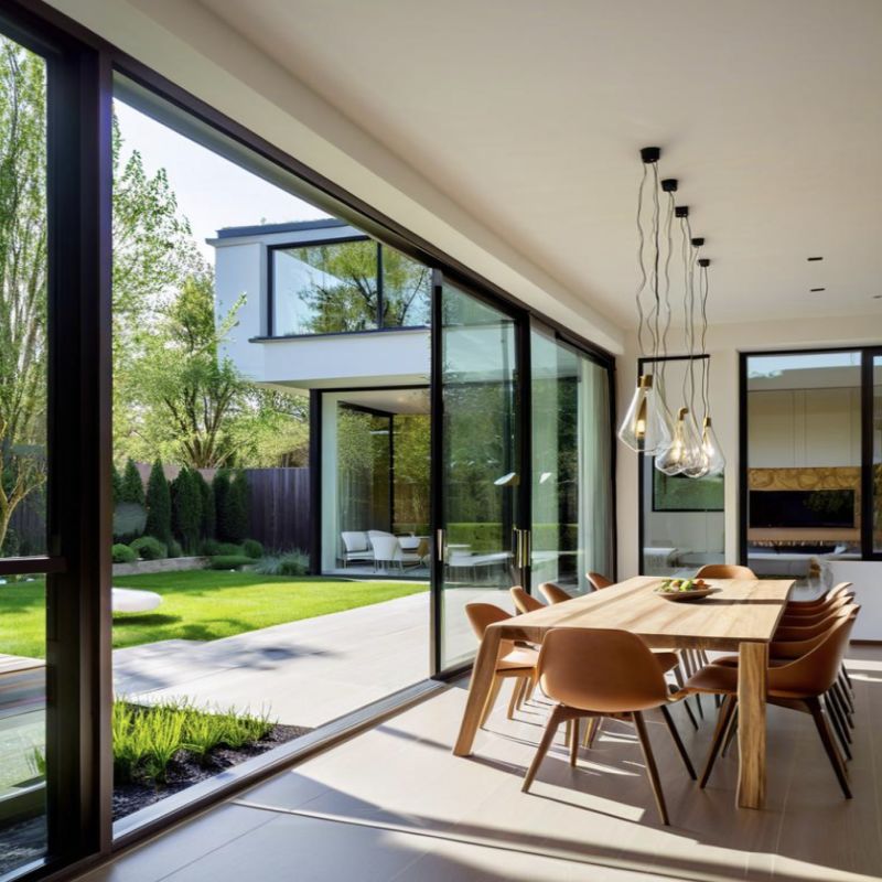 Высокая светопроницаемость алюминиевая алюминиевая раздвижная дверь с двойным остеклением и несколькими направляющими для патио