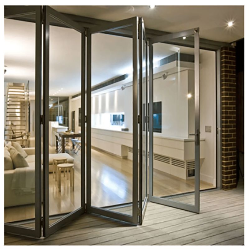 Luxury Thermal Break Алюминиевые складные двери с закаленным стеклом для жилых и коммерческих