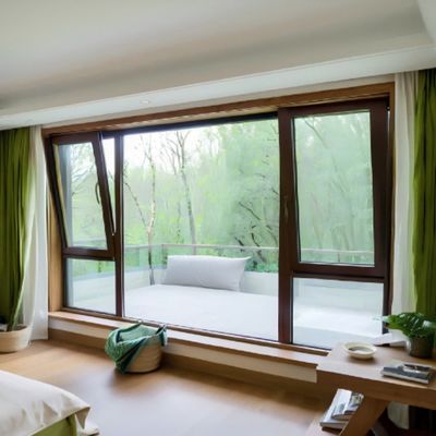 Современное алюминиевое распашное окно с ручным приводом и противоударным углом R-типа